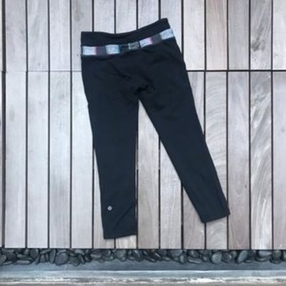 LULULEMON Black Cropped Leggings Multicolor Band - Picture 3 of 5